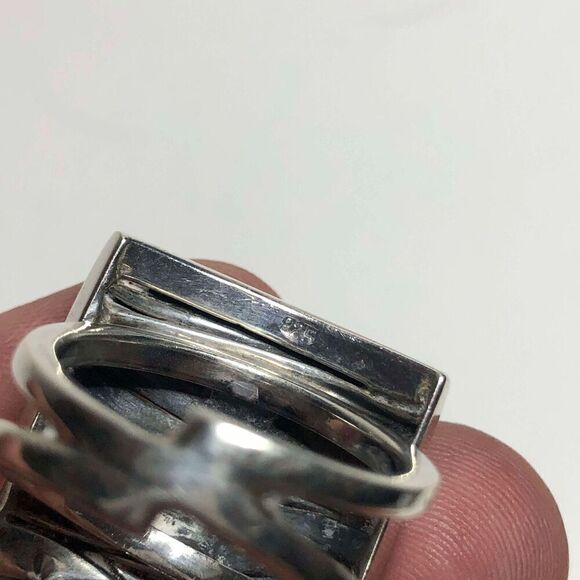 1156 Modernist brutalist waves of silver Sterling Silver Ring Size 8 11 grams - Picture 2 of 4